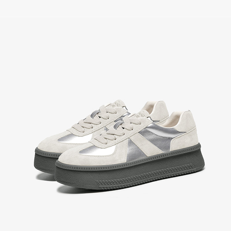 BeauToday Platform Sneakers Retro German Army Trainer for Women