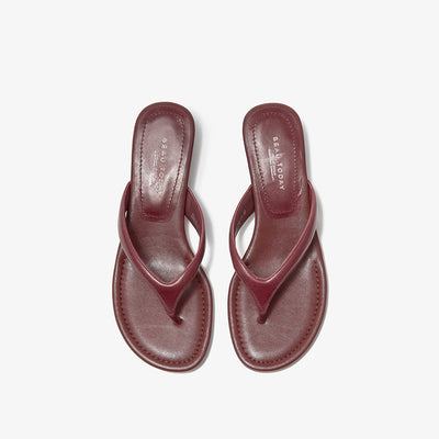 Beau Today Genuine Leather Kitten Heels Flip Flops for Women