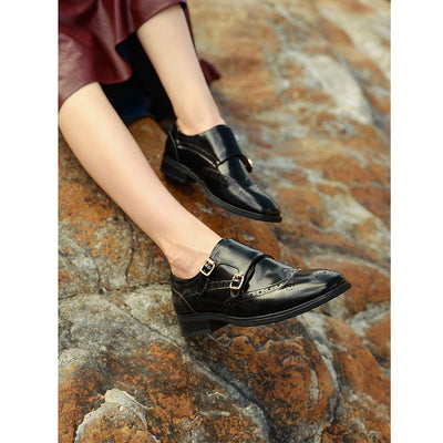 BeauToday Brogue Style Monk Shoes for Women