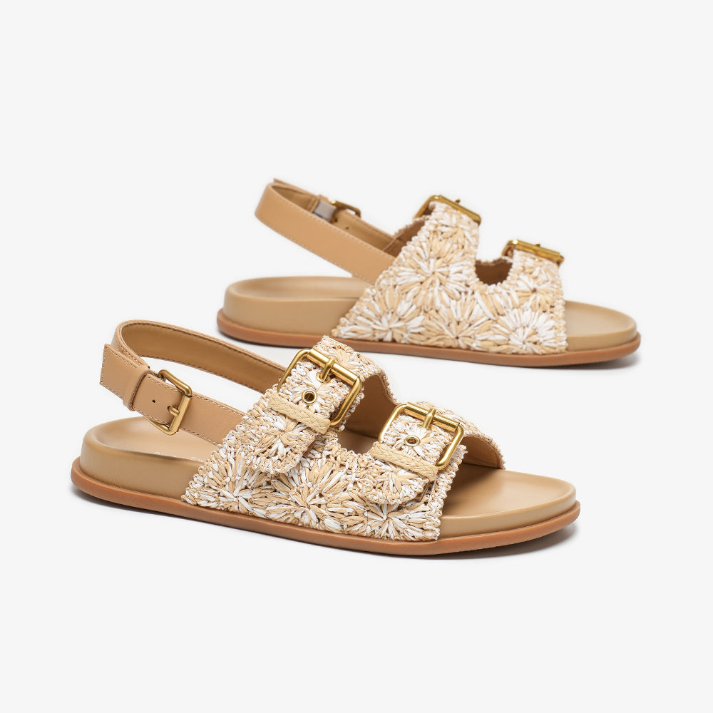 BeauToday Women's Woven Buckle Sandals with Arch Support