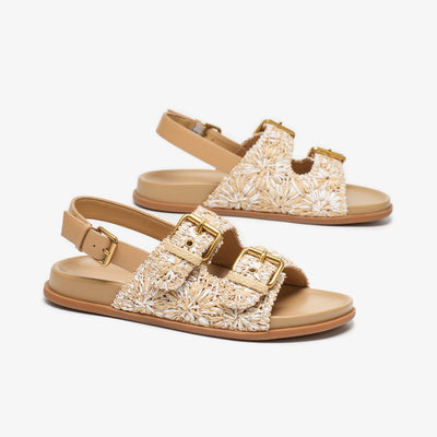 BeauToday Women's Woven Buckle Sandals with Arch Support