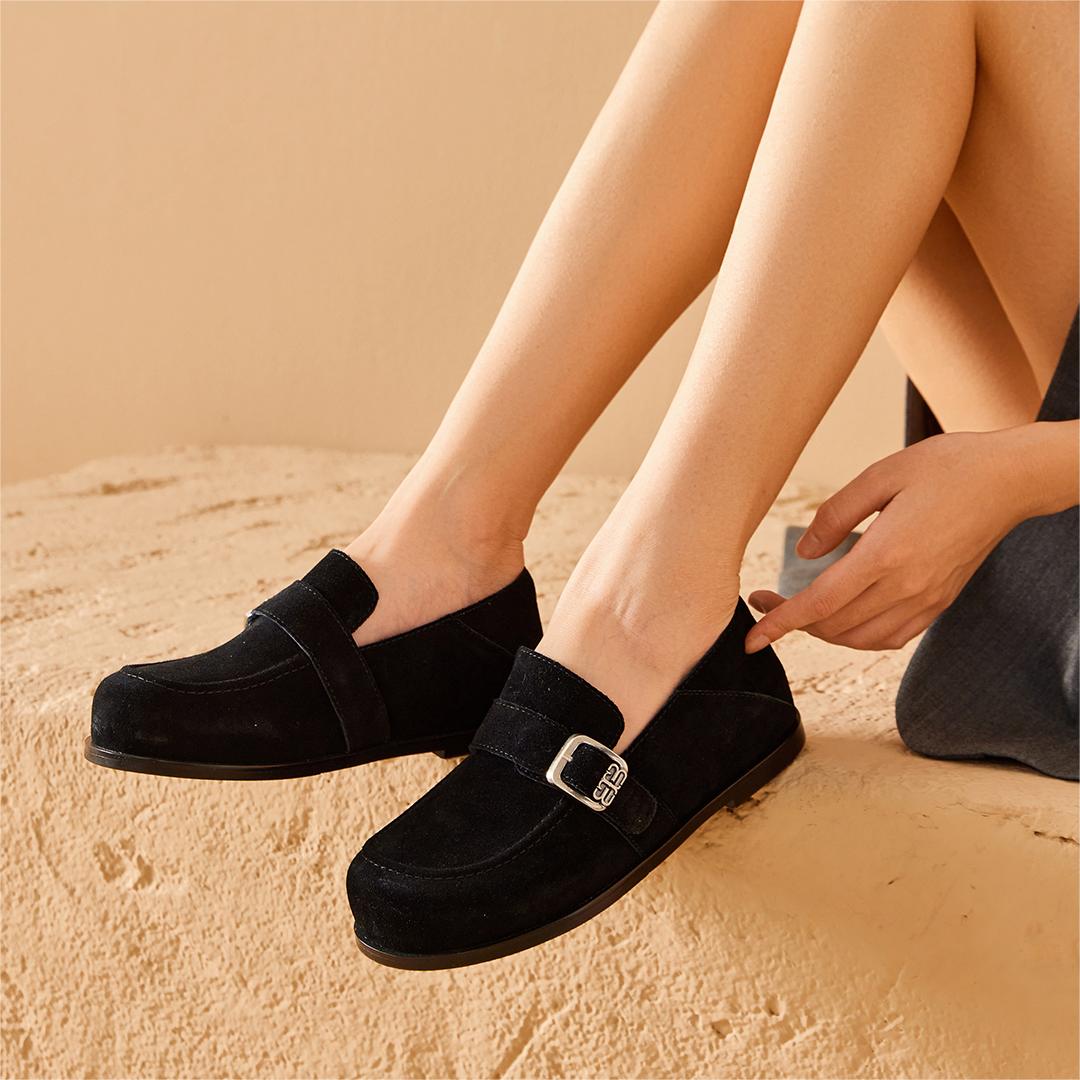 BeauToday Premium Cow Suede Flat Loafers for Women