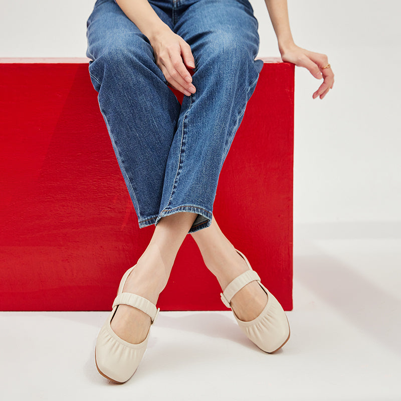 BeauToday Soft Sheepskin Mary Jane Shoes for Women