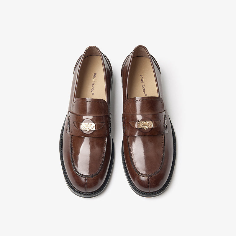 BeauToday Handmade Slip-on Penny Loafers for Women