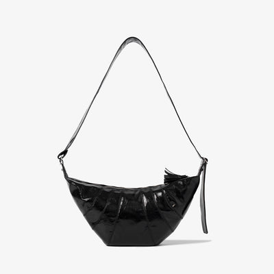 BeauToday Delicate Cow Leather Black Croissant Bag for Women