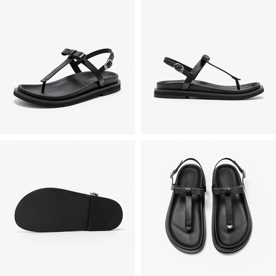 BeauToday Women's Leather Platform Lace Up Flip Flop Sandals for Vacation Style