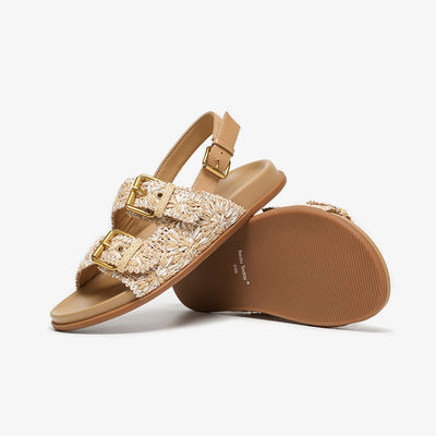BeauToday Women's Woven Buckle Sandals with Arch Support