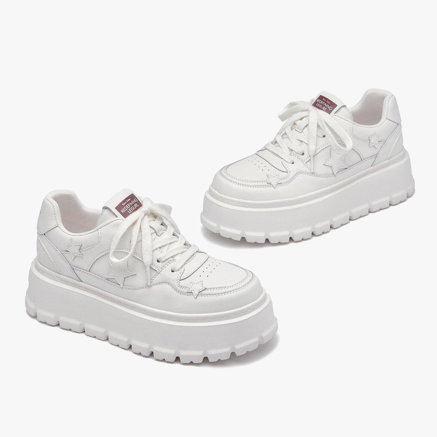 BEAU TODAY Platform Sneakers for Women Classic Leather Walking Shoes