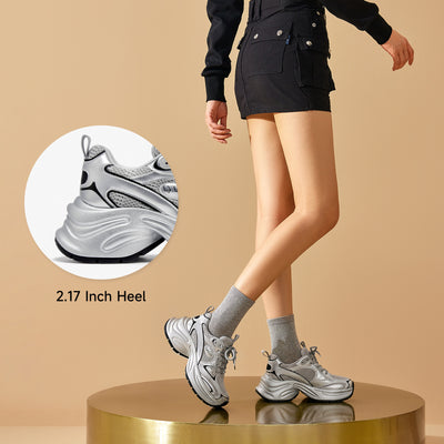 BeauToday  Fashion Chunky Sneakers with Reflective Tape Design for Women