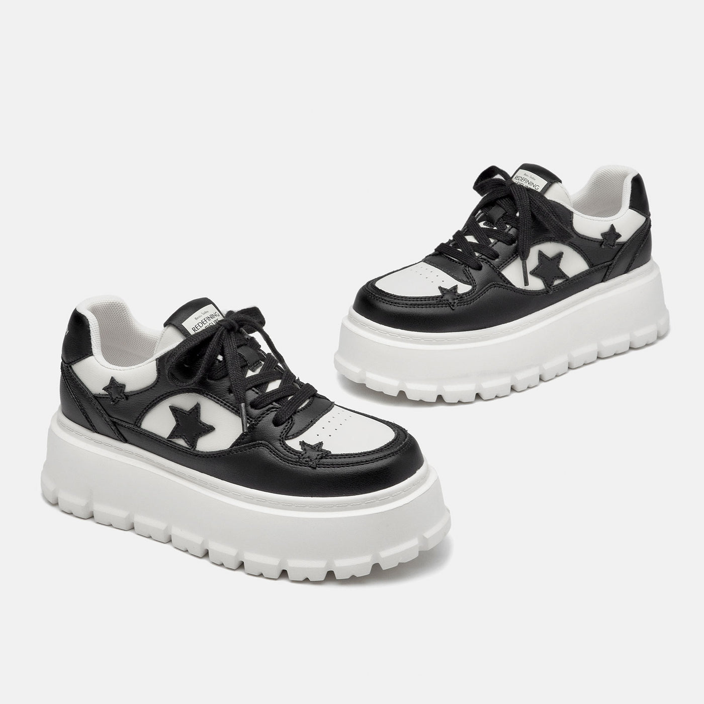 BEAU TODAY Platform Sneakers for Women Classic Leather Walking Shoes