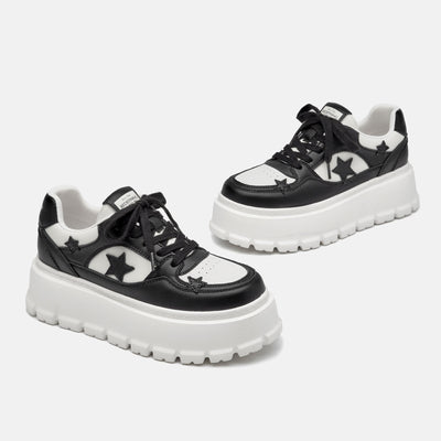 BEAU TODAY Platform Sneakers for Women Classic Leather Walking Shoes