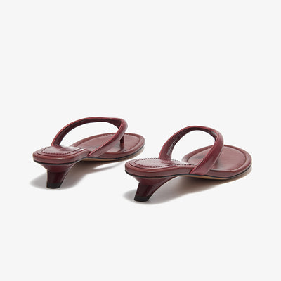 Beau Today Genuine Leather Kitten Heels Flip Flops for Women