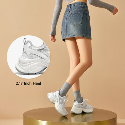 BeauToday  Fashion Chunky Sneakers with Reflective Tape Design for Women