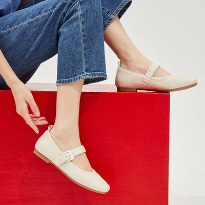 BeauToday Soft Sheepskin Mary Jane Shoes for Women