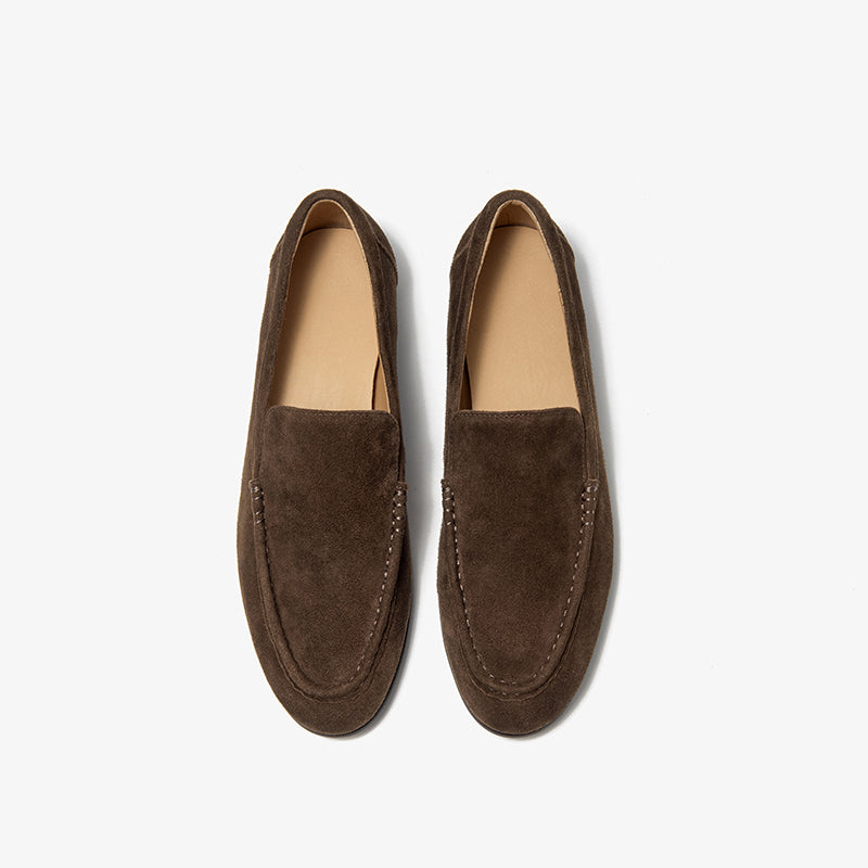 BeauToda Suede Loafers Slip-on Business Casual Shoes with Round Toe for Women