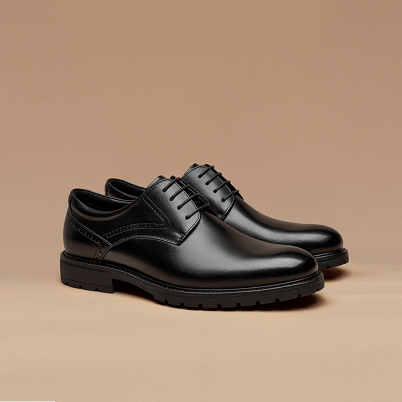 BeauToday Men's Classic Full Grain Calfskin Leather Wide-Fit Cap Toe Oxfords Shoes