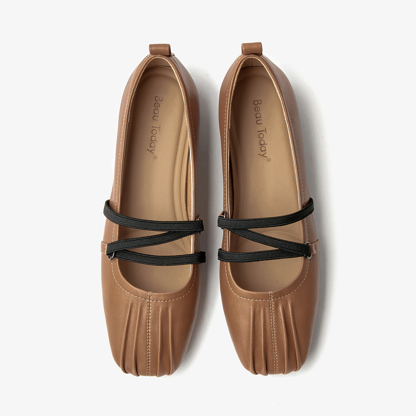 BeauToday Leather Mary Jane Flat With Strap Design for Women