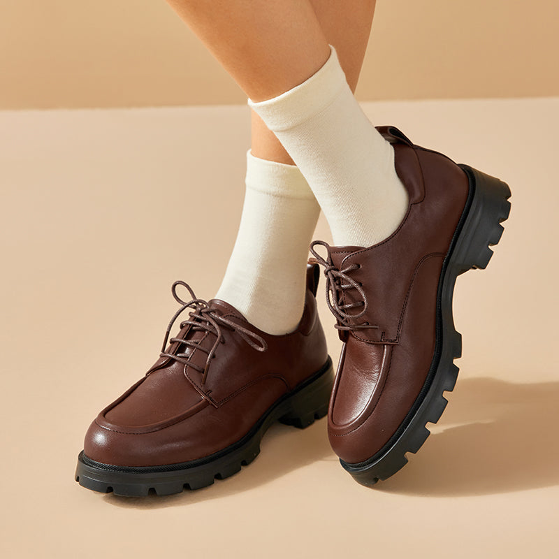 women brown dress shoes BEAU TODAY Oxford Shoes for Women, Chunky Oxfords for Women, Leather  Platform Oxfords, Comfortable Business Office Work Shoes, Casual Lace-Up  Non-Slip Formal Ladies Dress Oxford Shoes
