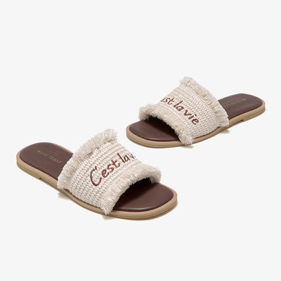 BeauToday Women's Ruched Flat Slides for Vacation Style