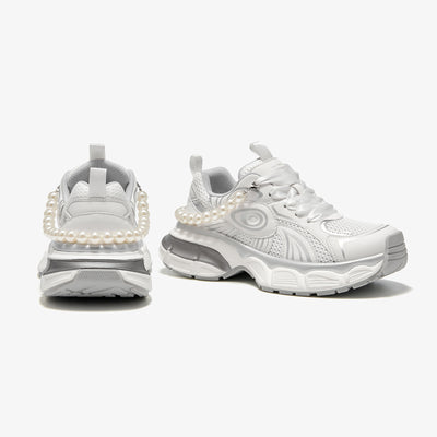 BeauToday  Fashion Casual Chunky Sneakers with Pearl Chain Design for Women