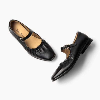 BeauToday Genuine Leather Mary Jane Flats Dressy for Women