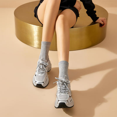 BeauToday  Fashion Chunky Sneakers with Reflective Tape Design for Women