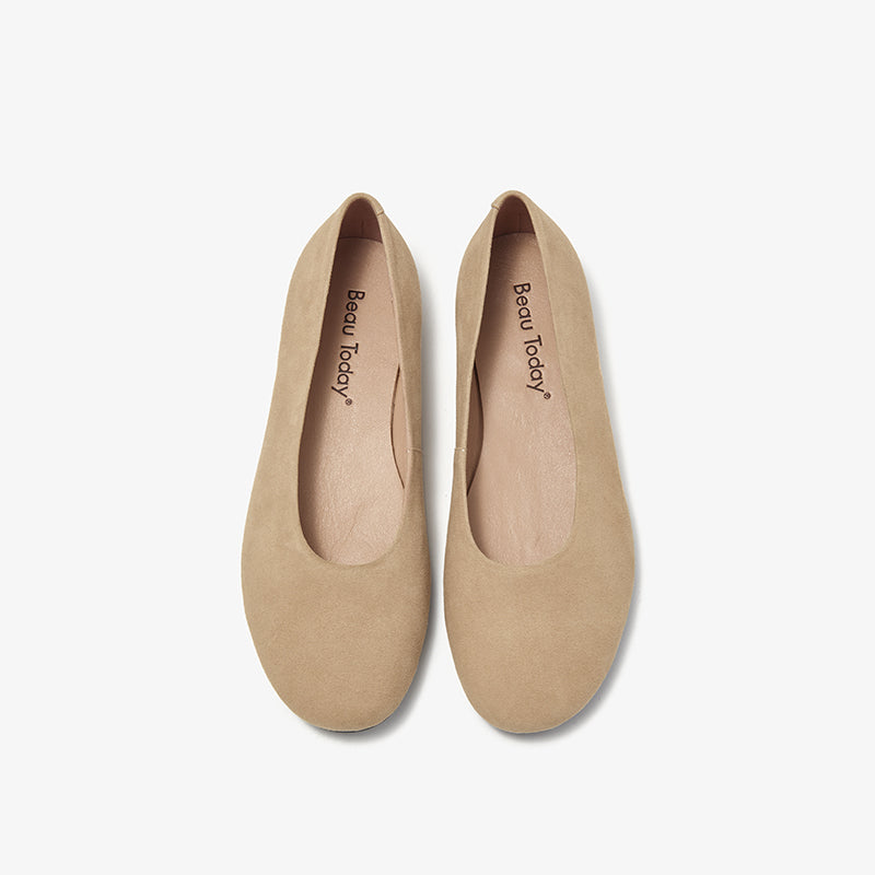 BeauToday Womens Plain Round Toe Ballet Flat Comfortable Casual Sheeps –  BEAU TODAY