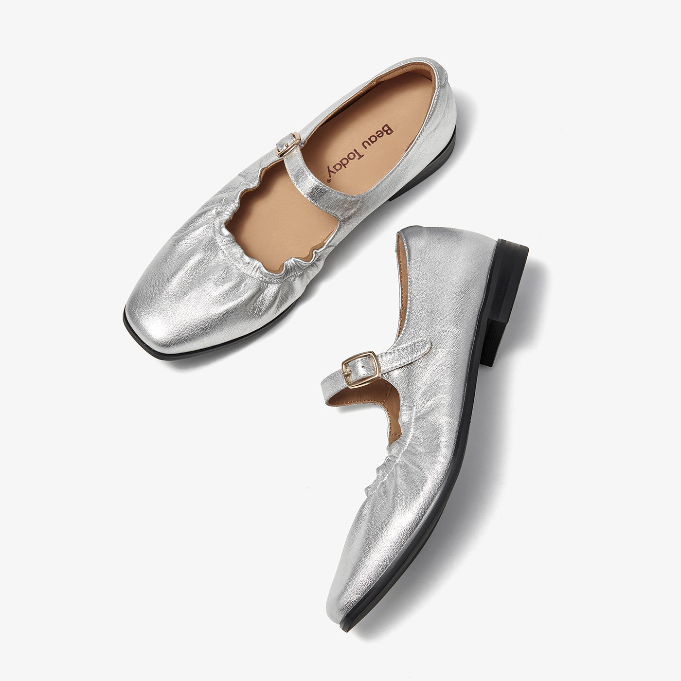 BeauToday Genuine Leather Mary Jane Flats Dressy for Women