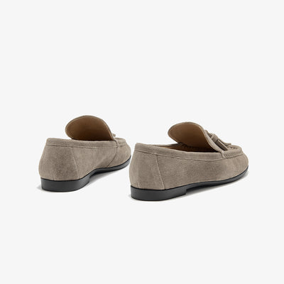 BeauToday Vintage Sheep Suede Slip On Flat Loafer with Tassel Design for Women