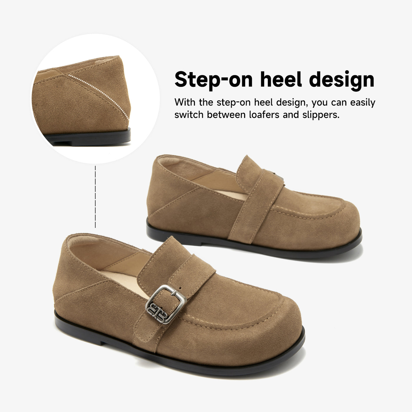 BeauToday Premium Cow Suede Flat Loafers for Women