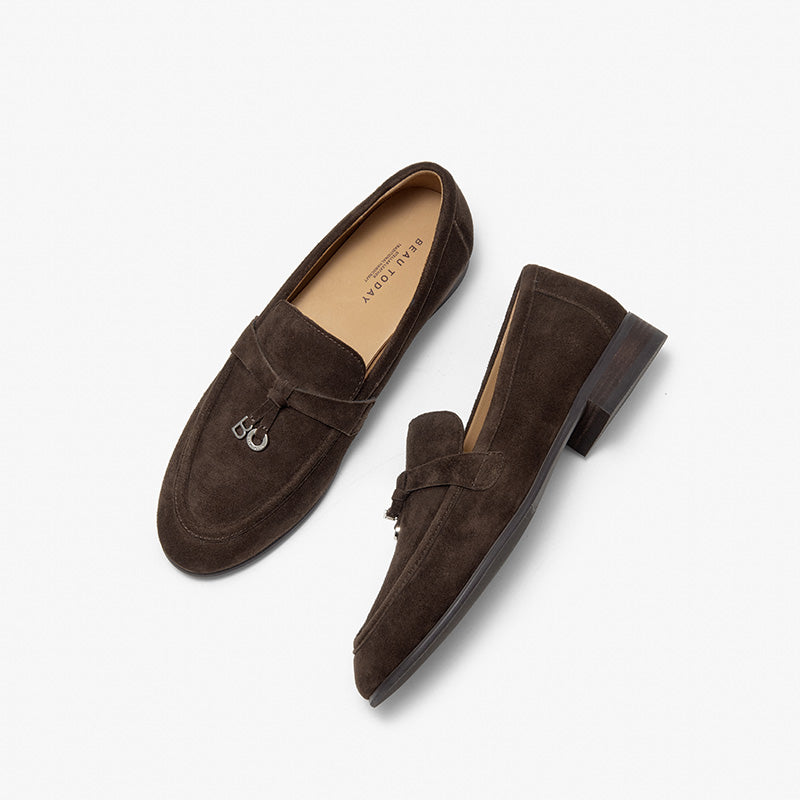 BeauToday Women's Suede Loafers Business Casual Shoes with Slip On
