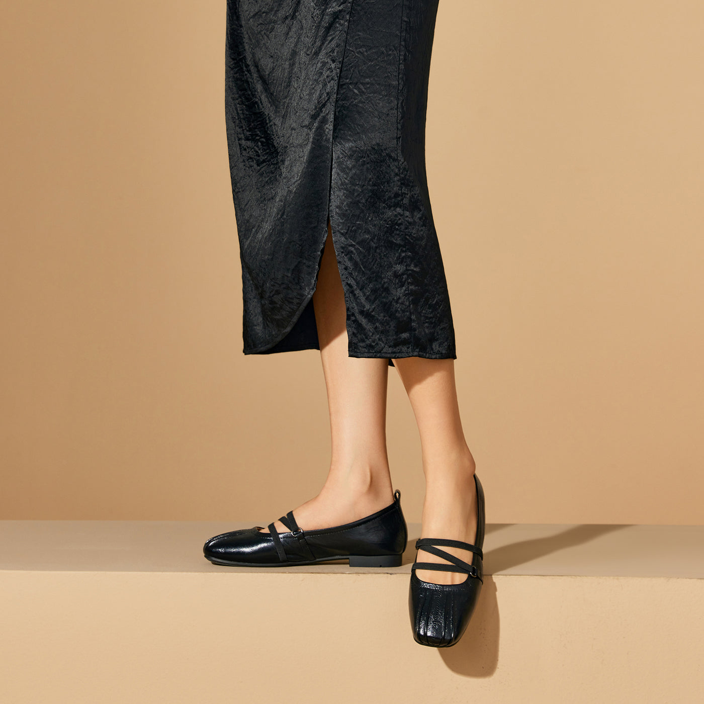 BeauToday Leather Mary Jane Flat With Strap Design for Women