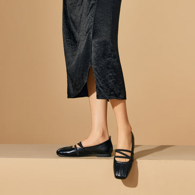 BeauToday Leather Mary Jane Flat With Strap Design for Women