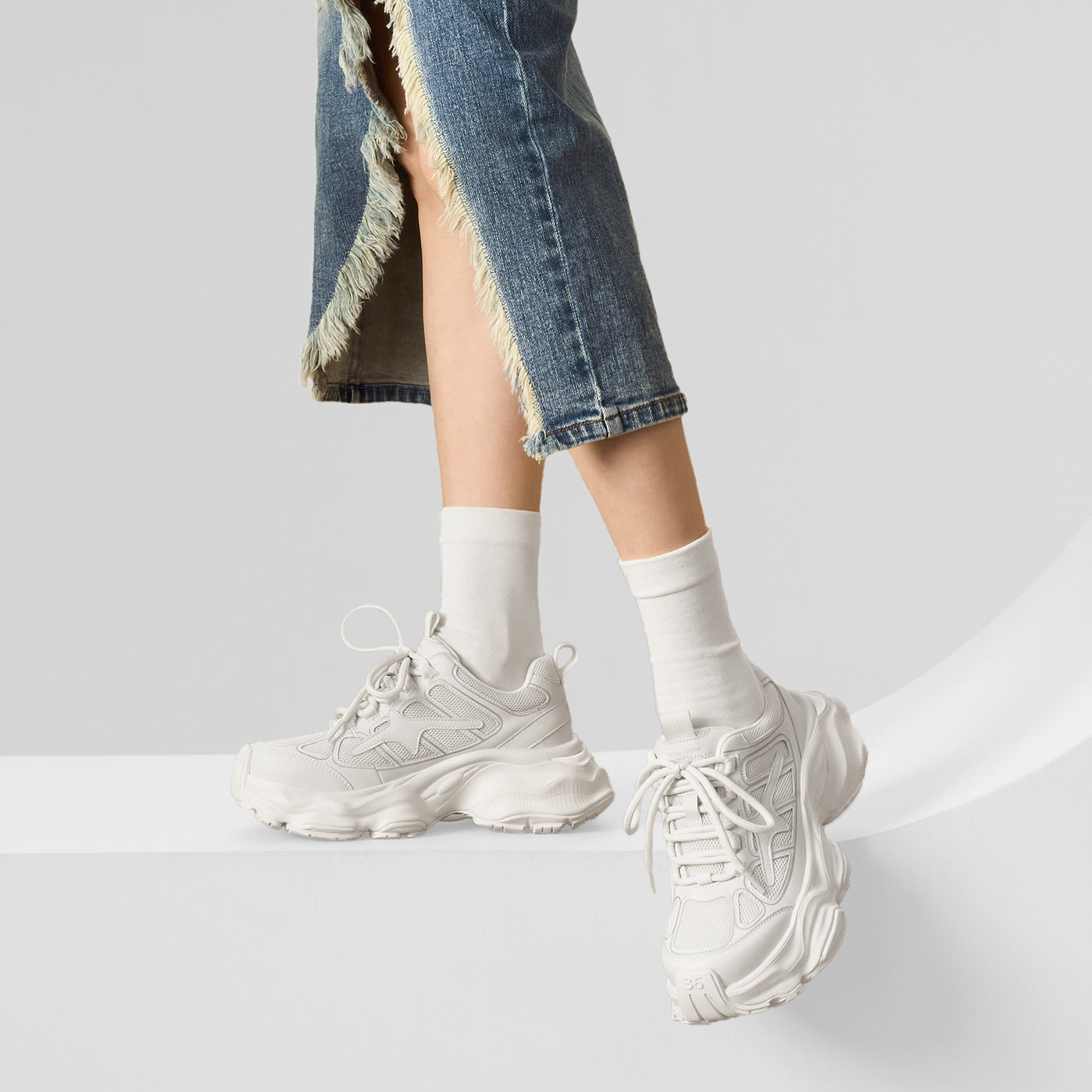 BeauToday Chunky Platform  Fashion Sneakers with Lace Up  for Women