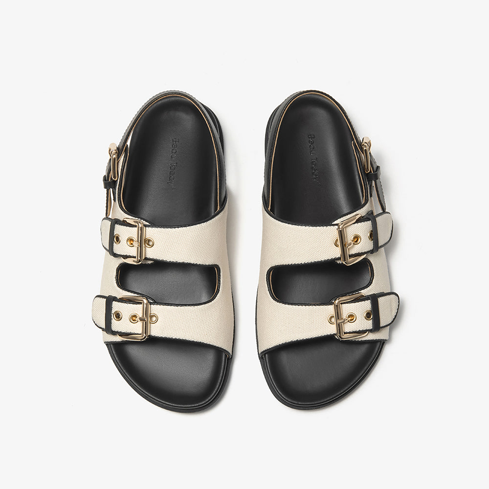 BeauToday Womne's Fabric Buckle Sandals with Arch Support