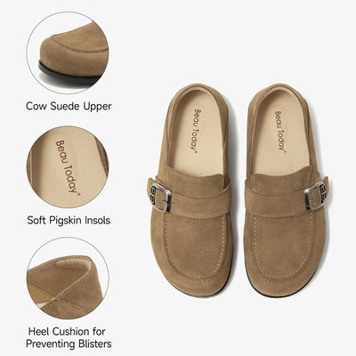 BeauToday Premium Cow Suede Flat Loafers for Women