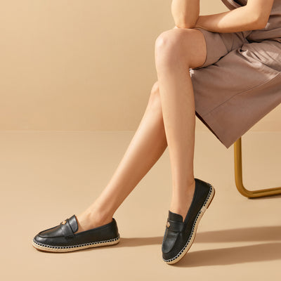 BeauToday Premium Leather Flat Loafers for Women