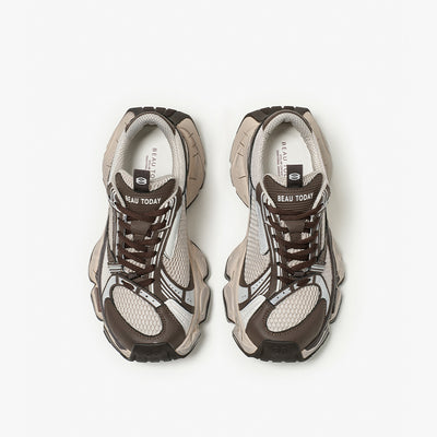 BeauToday Lace Up Mesh Chunky Platform Sneakers for Women