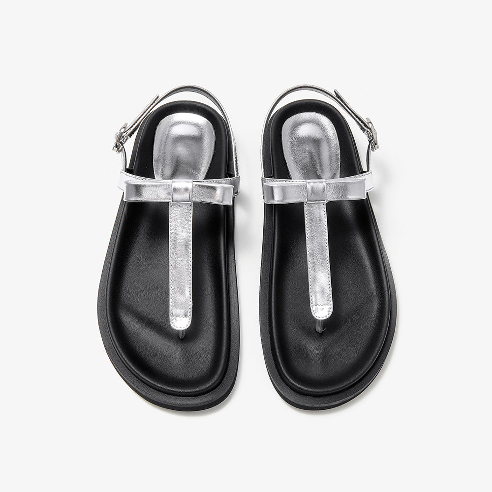 BeauToday Women's Leather Platform Lace Up Flip Flop Sandals for Vacation Style