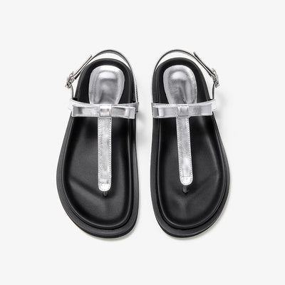 BeauToday Women's Leather Platform Lace Up Flip Flop Sandals for Vacation Style