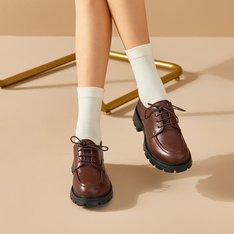 BEAU TODAY Oxford Shoes for Women, Chunky Oxfords for Women, Leather Platform Oxfords, Comfortable Business Office Work Shoes, Casual Lace-Up Non-Slip Formal Ladies Dress Oxford Shoes BEAU TODAY Oxford Shoes for Women, Chunky Oxfords for Women, Leather Platform Oxfords, Comfortable Business Office Work Shoes, Casual Lace-Up Non-Slip Formal Ladies Dress Oxford Shoes
