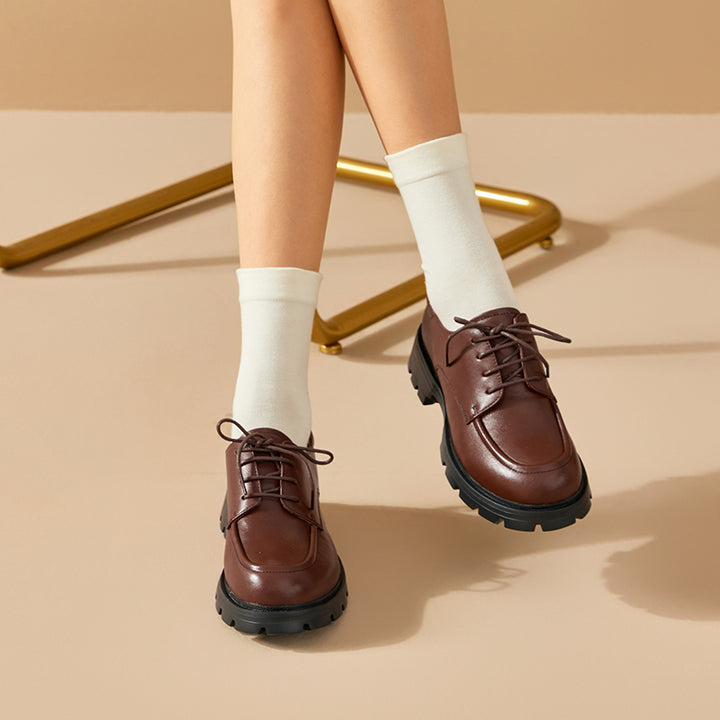 BEAU TODAY Oxford Shoes for Women, Chunky Oxfords for Women, Leather Platform Oxfords, Comfortable Business Office Work Shoes, Casual Lace-Up Non-Slip Formal Ladies Dress Oxford Shoes BEAU TODAY Oxford Shoes for Women, Chunky Oxfords for Women, Leather Platform Oxfords, Comfortable Business Office Work Shoes, Casual Lace-Up Non-Slip Formal Ladies Dress Oxford Shoes