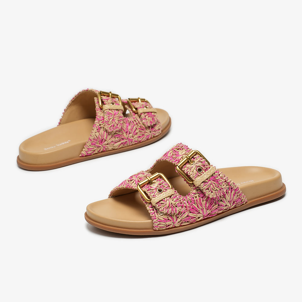 BeauToday Woven Buckle Slipper with Arch Support for Women