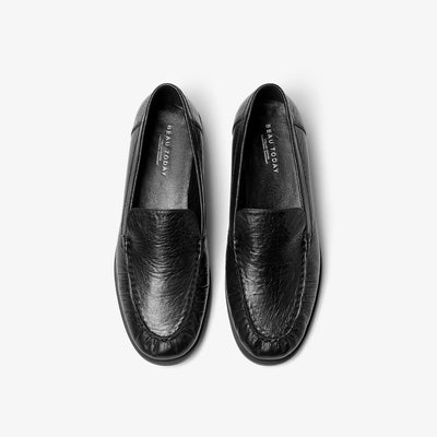 BeauToday Women's Sheepskin Pleated  Loafers Flats