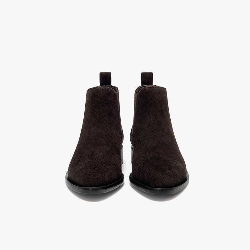 BeauToday Classic Suede Chelsea Boots with Pointed Toe Design Ankle Boots for Womem