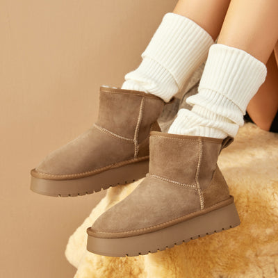 BeauToday Waterproof Platform Mini Boots with Premuim Wool Fur Lined for Women