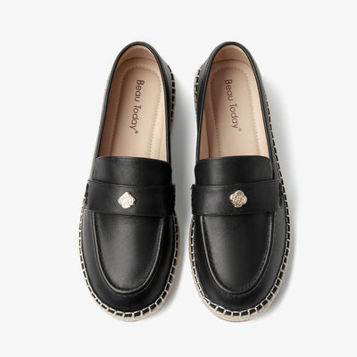 BeauToday Premium Leather Flat Loafers for Women