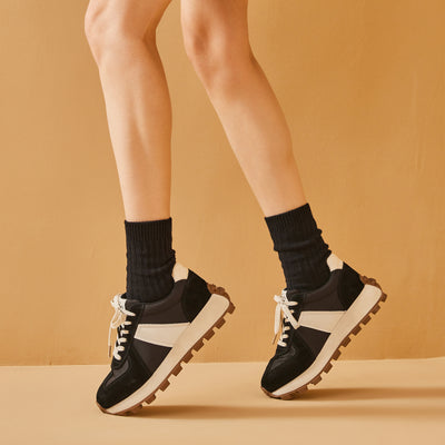 BeauToday Retro Tennis Trainers with Breathable Mesh for Women