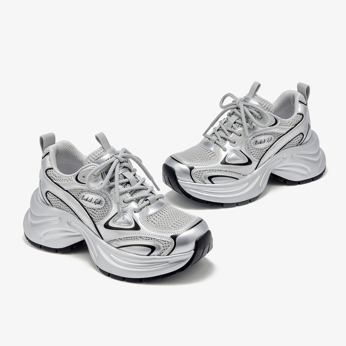 BeauToday  Fashion Chunky Sneakers with Reflective Tape Design for Women