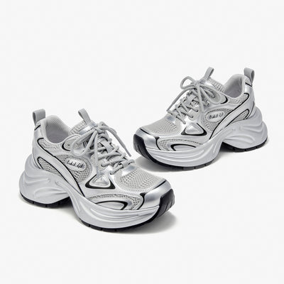 BeauToday  Fashion Chunky Sneakers with Reflective Tape Design for Women